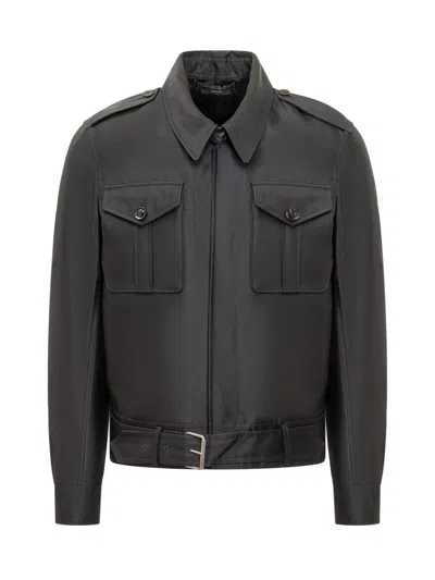 Tom Ford Wool And Silk Jacket In Black