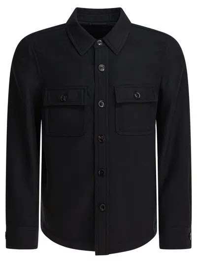 Tom Ford Wool And Silk Overshirt Jacket In Black