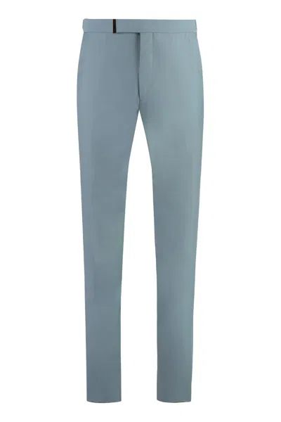 Tom Ford Wool And Silk Trousers In Blue