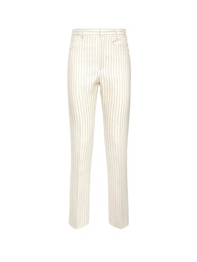 Tom Ford Striped Wool-blend Straight-leg Trousers In Multi