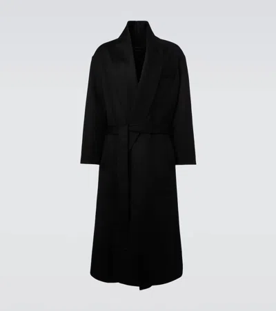 Tom Ford Oversized Shawl-collar Belted Wool And Silk-blend Felt Coat In Black