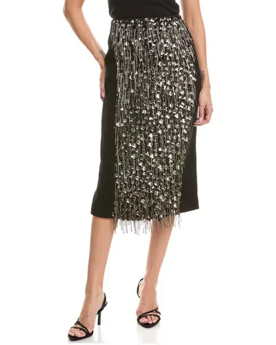 Tom Ford Wool & Silk-blend Embellished Midi Skirt In Gunmetal