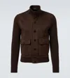 Tom Ford Mens Deep Brown Funnel-neck Ribbed-sleeve Suede And Wool Jacket In Brown