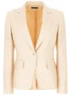 Tom Ford Wool Blend Blazer Back Vent In Neutrals