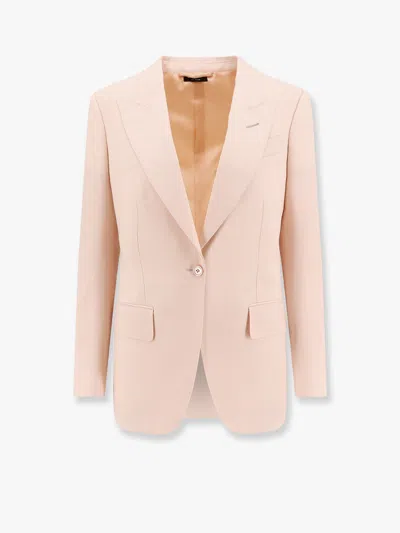 Tom Ford Wool Blazer With Silk Lining In Beige