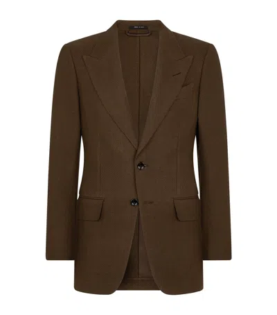 Tom Ford Wool-blend Basket Weave Shelton Blazer In Green