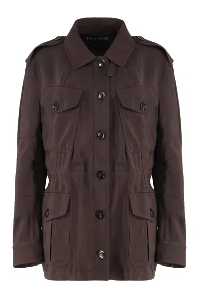 Tom Ford Wool Blend Jacket In Brown