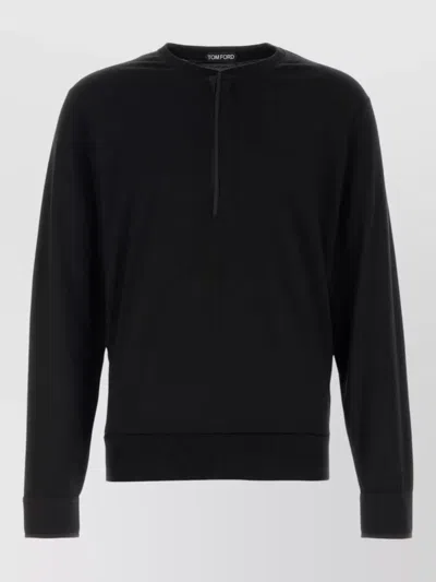 Tom Ford Wool Blend Sweater Crew Neck Ribbed In Black
