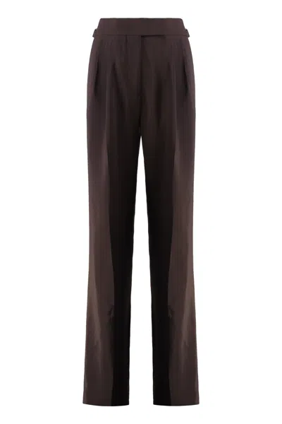 Tom Ford Wool Blend Trousers In Brown