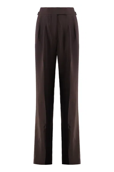 Tom Ford Pleated High-rise Wide-leg Pants In Burgundy