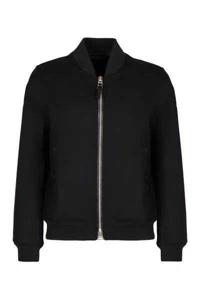 Tom Ford Light Felt Bomber Jacket In Navy