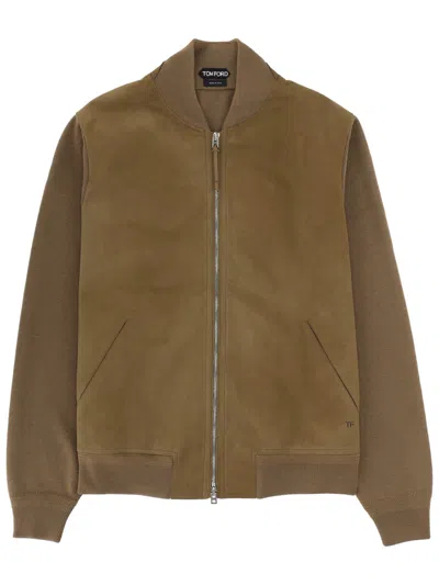 Tom Ford Wool Bomber Jacket In Green