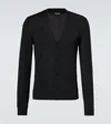 Tom Ford Mens Black V-neck Long-sleeves Wool Cardigan In Black