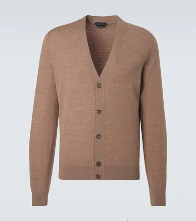 Tom Ford Wool Cardigan In Brown