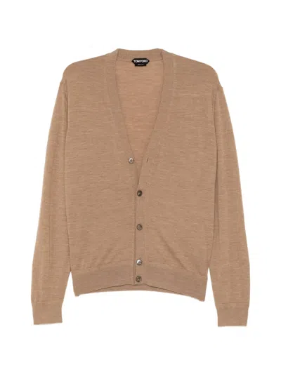 Tom Ford Wool Cardigan In Pink