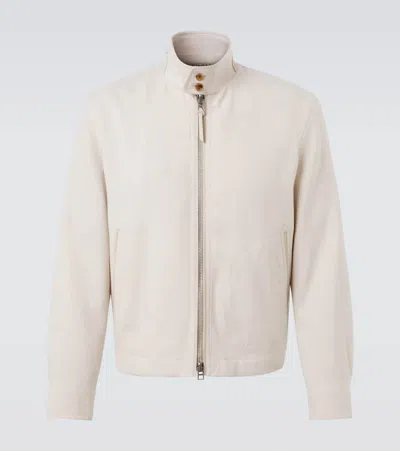 Tom Ford Wool, Cashmere, And Silk Harrington Jacket In White