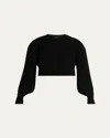Tom Ford Sculptural Double Face Virgin Wool Blend Crop Sweater In Black