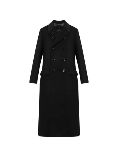Tom Ford Wool Cashmere Melton Officer Coat In Black