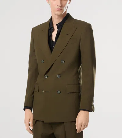 Tom Ford Wool-cashmere-silk Blazer In Green