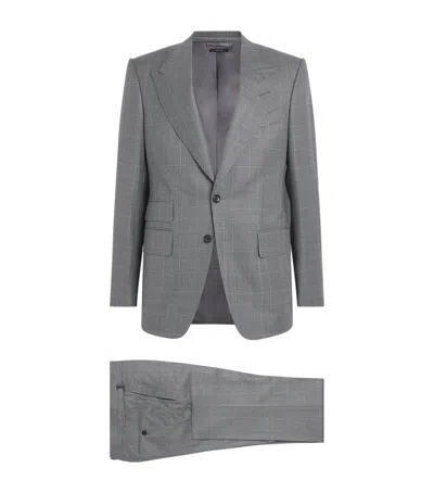 Tom Ford Wool Check Shelton 2-piece Suit In Black