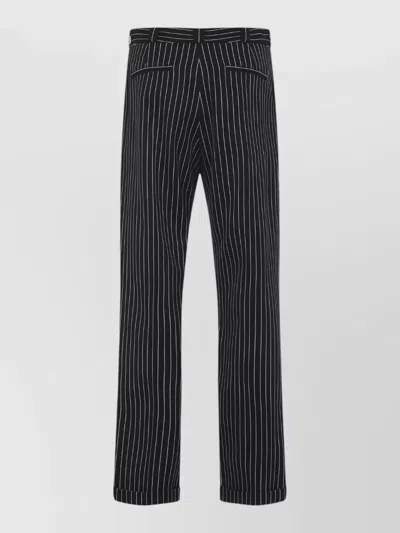 TOM FORD STRIPED WOOL AND COTTON LOW-RISE STRAIGHT-LEG TROUSERS