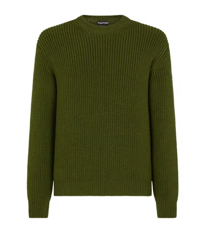 Tom Ford Wool Crew-neck Sweater In Green