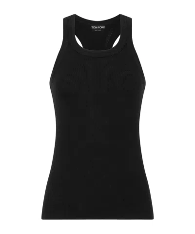 Tom Ford Wool Crew Neck Vest In Black