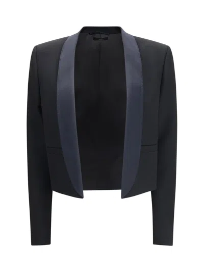 Tom Ford Two-tone Shawl Lapel Wool Blazer In Blue