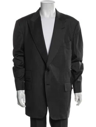 Pre-owned Tom Ford Wool Embroidered Accent Blazer In Gray