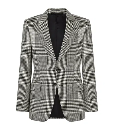 Tom Ford Wool Houndstooth Blazer In Gray