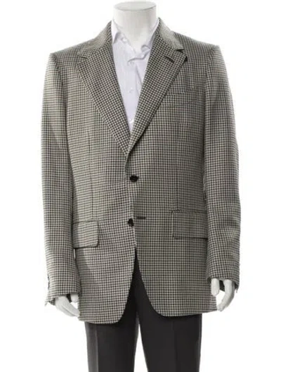 Pre-owned Tom Ford Wool Houndstooth Print Blazer In White