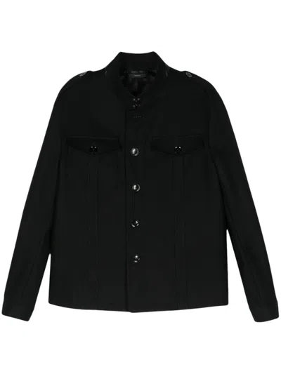 Tom Ford Japanese Felt Stand Collar Casual Jacket In Black