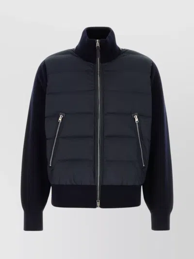 Tom Ford Wool Jacket With High Collar And Quilted Front In Black