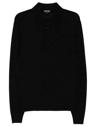 Tom Ford Wool Knitted Polo In Black