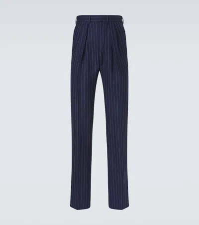 Tom Ford Wool, Linen, And Silk Straight Pants In Blue
