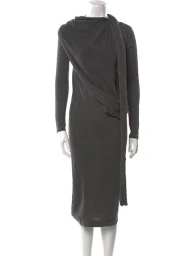 Pre-owned Tom Ford Wool Midi Length Dress In Gray