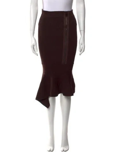 Pre-owned Tom Ford Wool Midi Length Skirt In Brown