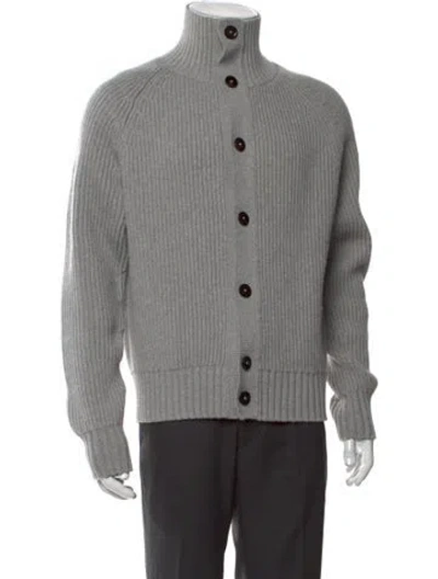 Pre-owned Tom Ford Wool Mock Neck Cardigan In Gray