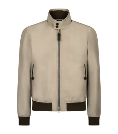 Tom Ford Wool-mohair-silk Harrington Jacket In Green