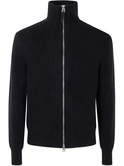 Tom Ford Wool Mohair Zip-up Cardigan In Black