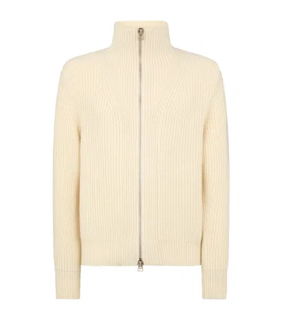 Tom Ford Wool-mohair Zip-up Sweater In Yellow