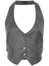 Tom Ford Wool Halterneck Open-back Vest With Dart Detailing In Grey