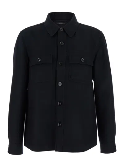 TOM FORD BLACK JACKET WITH FLAP POCKETS ON THE CHEST IN WOOL MAN