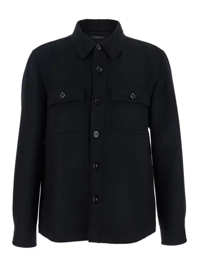 TOM FORD BLACK JACKET WITH FLAP POCKETS ON THE CHEST IN WOOL MAN