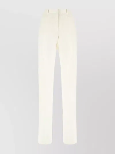 Tom Ford Wool Pants With Belt Loops And Button Detail In Neutral