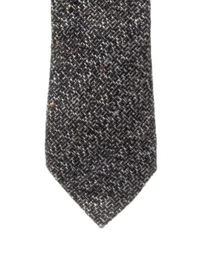 Pre-owned Tom Ford Wool Patterned Tie In Grey