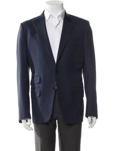 Pre-owned Tom Ford Wool Peacoat In Blue