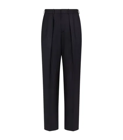 Tom Ford Wool Pinstripe Pleated Trousers In Black
