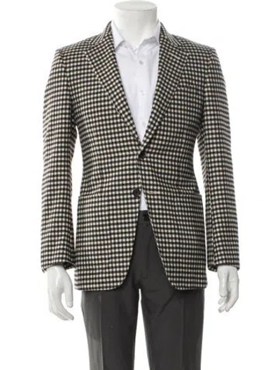 Pre-owned Tom Ford Wool Plaid Print Blazer In Black