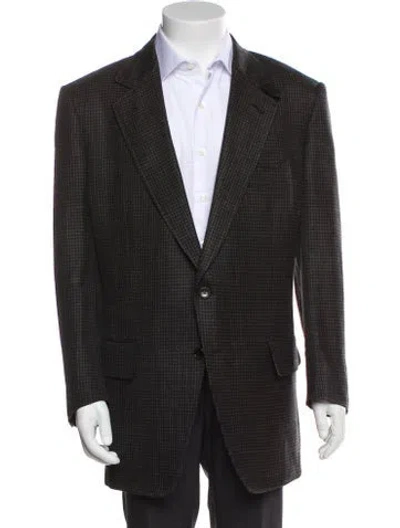 Pre-owned Tom Ford Wool Plaid Print Blazer In Blue